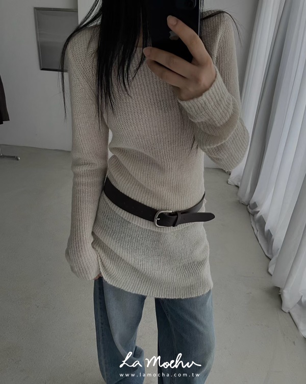坑條透膚上衣+短裙SET